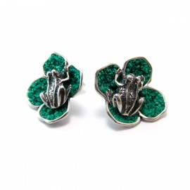 Earrings Clovers with Frog and Screw