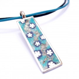 Unique silver Flowers necklace with Turquoise