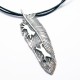Unique handmade silver necklace Feather with Wolves