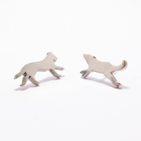 Unique silver earrings Wolves