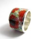 Handmade silver ring with coral flowers