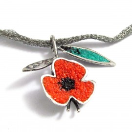 Poppy with Leaves Necklace N32