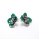 Silver jewels Clovers with Malachite leaves and frogs