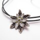 Silver Edelweiss pendant with yellow Zircon
