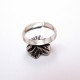 Silver tiny Poppy ring with leaves made of charoite