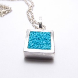 Square necklace made of silver with Turquoise